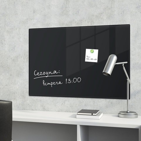 Стеклянная магнитно маркерная доска Brauberg 40х60 см черная 236745 , 